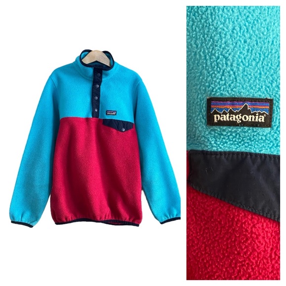 Patagonia Other - Patagonia Blue Red Lightweight Synchilla Snap-T Fleece Pullover Jacket Coat